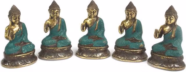 KDMD Mini Hand Up Sitting Buddha Tabletop Ornament in Gold Metal – 4