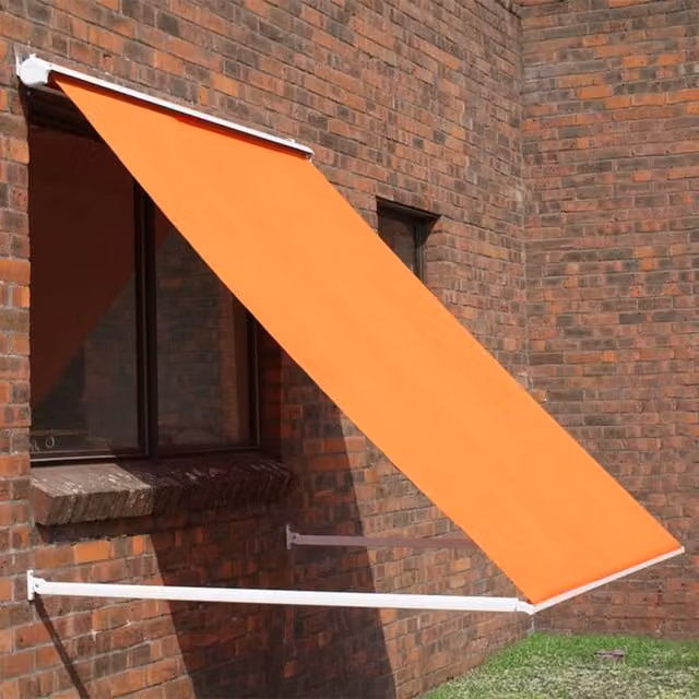 Primrose Half Cassette Drop Arm Window Awning in Terracotta Orange, Width: 150 cm