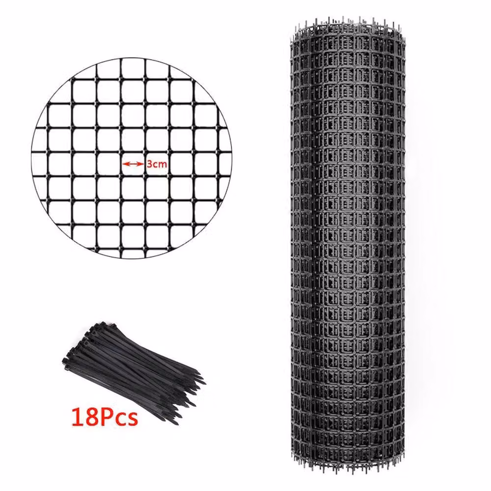 FLAVORA Black PVC Plastic Pet Fence Mesh for Chickens and Rabbits, 10m x 1m – 4