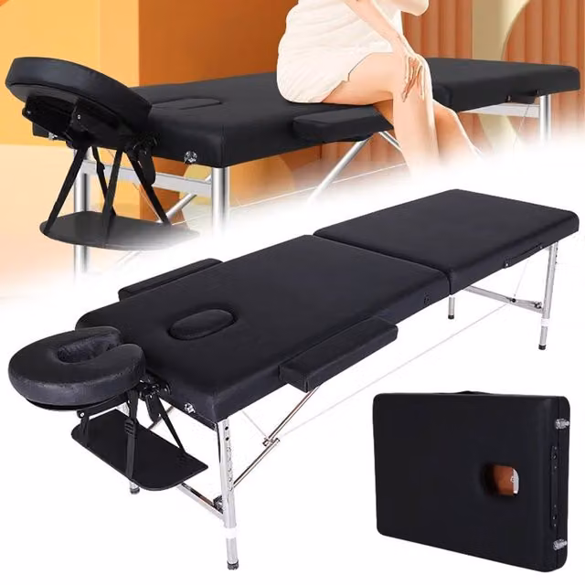 EONLION Portable Foldable Single Massage Table and Spa Bed in Black – 1