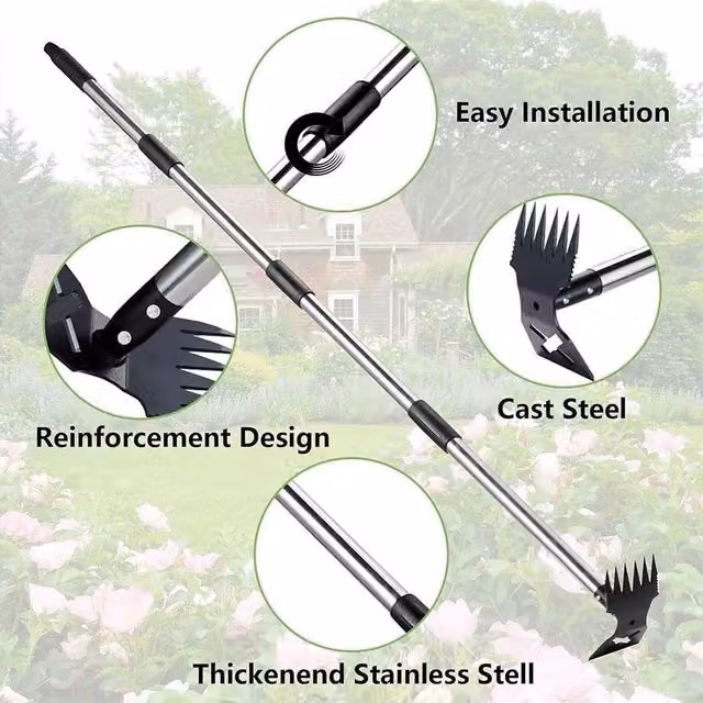 FLAVORA 2-in-1 Weed Puller Tool and Steel Soil Loosener with Long Handle in Silver – 1