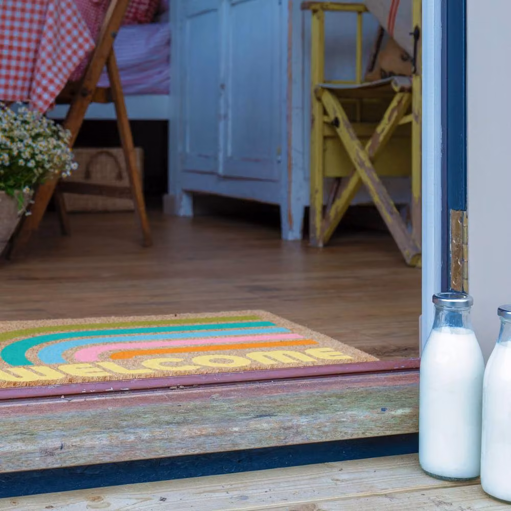 Artsy Mats Elizabeth Olwen Welcome Rainbow Coir Doormat in Tan and Multicolour, W/D: 60 x 40 cm – 4