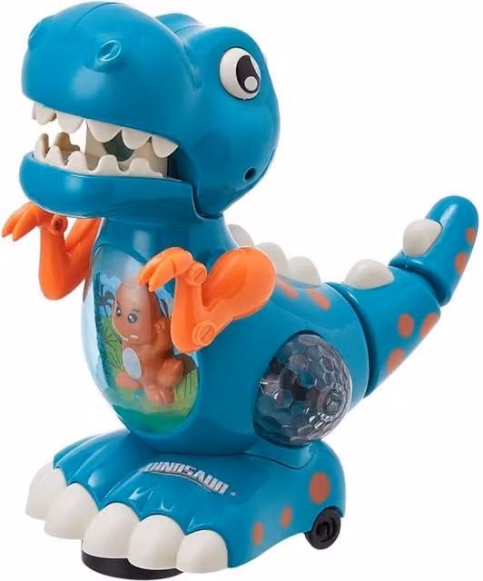 Kidkid Interactive Blue Dinosaur Toy with Walking, Sounds and Lights