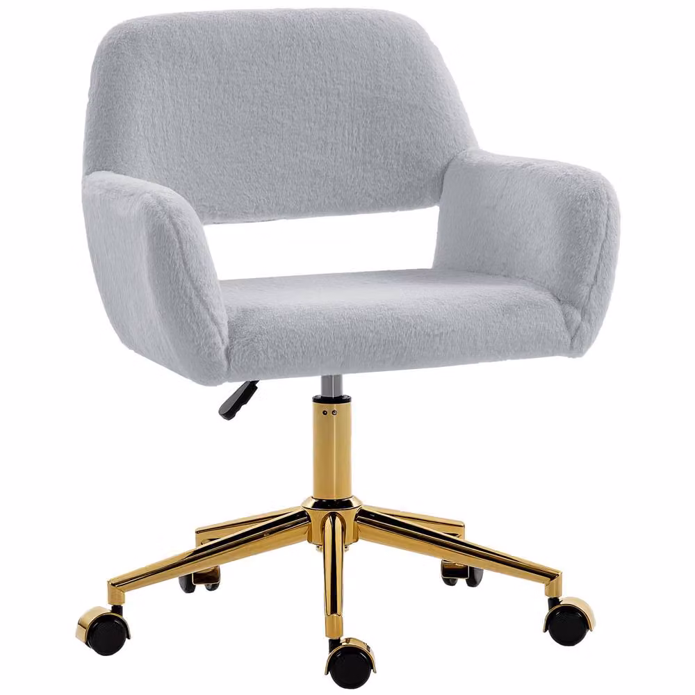 STILVORA Grey Swivel Task Chair with Fabric Upholstery and Armrests – 2