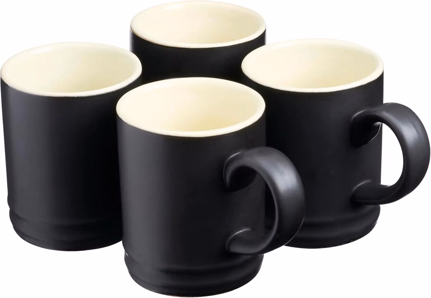 Cooks Professional Set of 4 Black Stoneware Espresso Coffee Cups, 100ml – 2