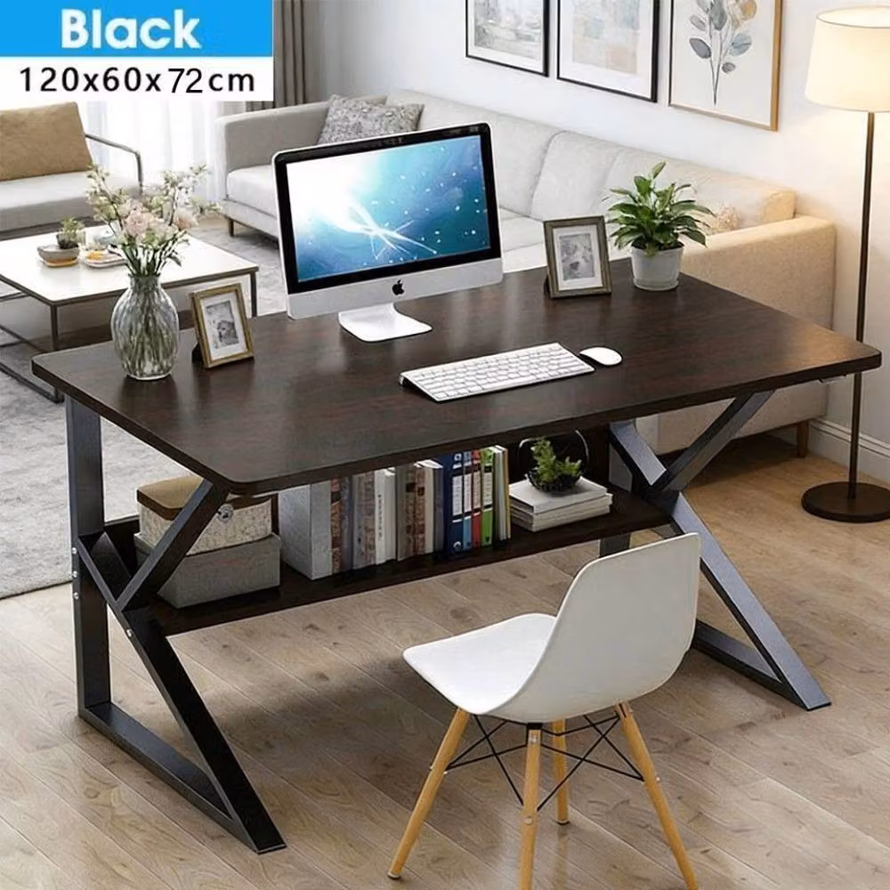 SPETLEK Black Computer Desk for Home Office and Study with Metal X-Frame Design – 2