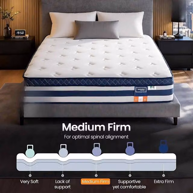 The Bazaarist Blue Hybrid Medium Firm Pocket Spring and Foam Mattress