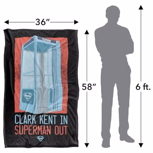 Warner Bros. Superman Phonebooth Clark Kent Silky Touch Super Soft Fleece Throw Blanket, Multicolour, W: 91 cm, D: 147 cm – 4