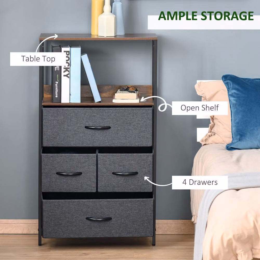STILVORA Black Metal 4 Drawer Storage Chest with Top Shelves – 2