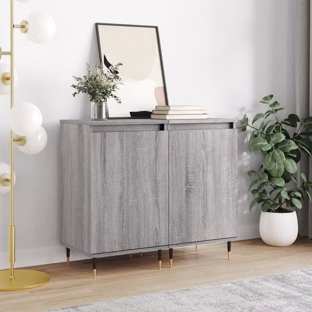 Berkfield Home Set of 2 Sideboards in Grey and Brown Sonoma, W/D/H: 40 x 35 x 70 cm