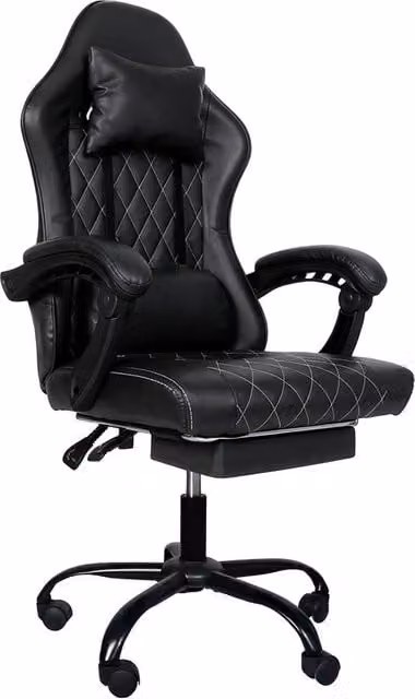Levede Ergonomic Gaming Chair in Black with Headrest, Adjustable Height and Swivel Function – 1