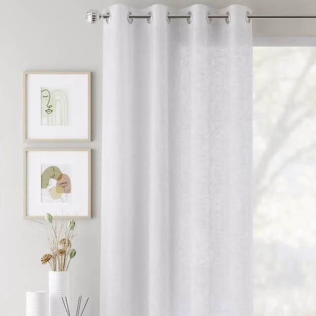 Terrys Crete Ready Made Single White Transparent Voile Curtain with Eyelets