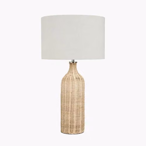 Ruma Rattan Bottle Table Lamp with Shade in Natural Beige – 2