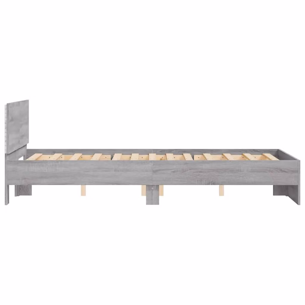 Berkfield Home Modern Bed Frame with Headboard, LED Under-Bed Lighting and USB Charging Port, Grey Sonoma, W: 140 cm, D: 200 cm – 4