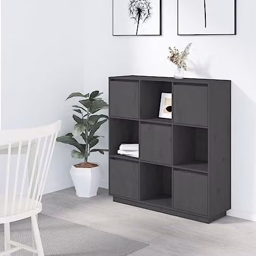 vidaXL Modern Grey Solid Wood Pine Highboard W/D/H: 110.5 x 35 x 117 cm – 2