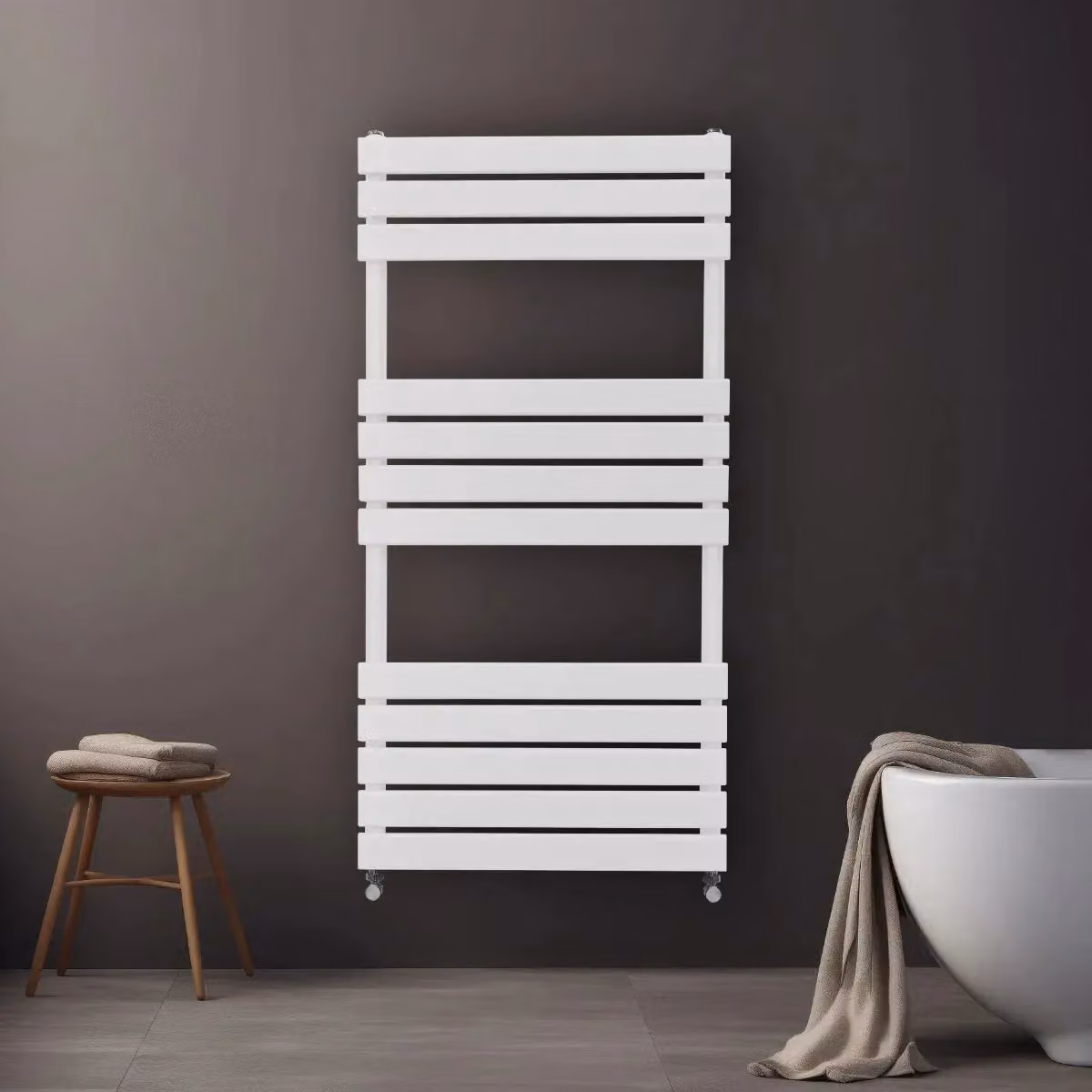 Monstershop Flat Panel Steel Towel Radiator in White, W/H: 120 x 60 cm – 3