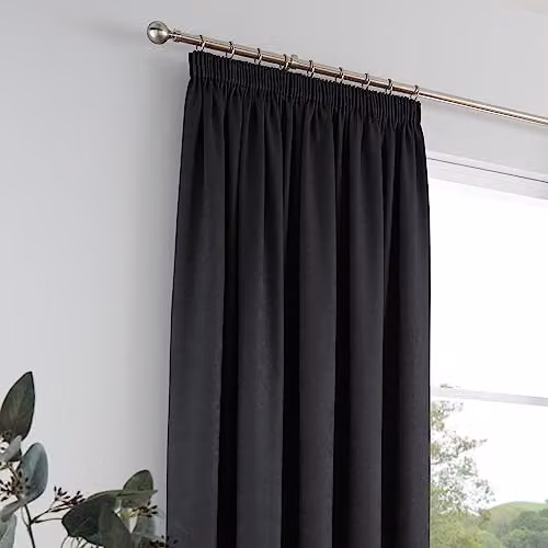 Fusion Galaxy Black Pencil Pleat Thermal Curtains, Width: 168 cm, Drop: 229 cm – 2