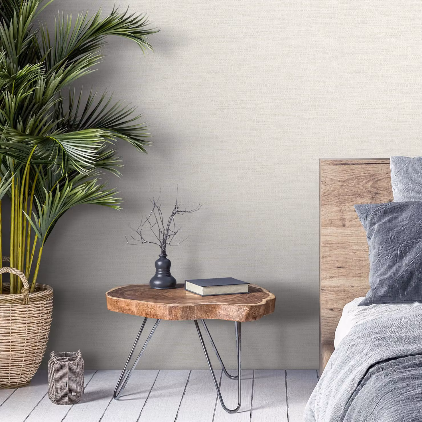 Grandeco Telma Slubbed Hessian Textured Luxury Wallpaper in White – 2