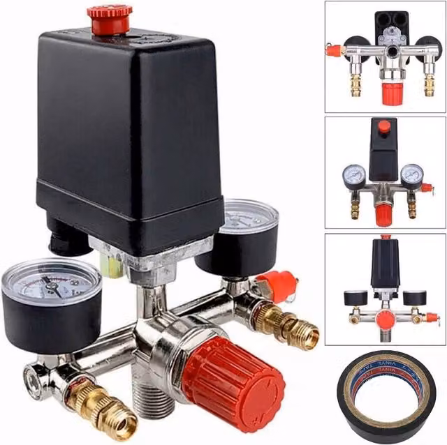 Ventryn Compressor Control with Pressure Switch and Air Valve Regulator, Black – 1