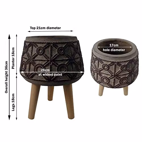 Leaf Design UK Large Rope Effect Composite Planter, Brown, Diameter: 36 cm, Height: 26 cm – 4