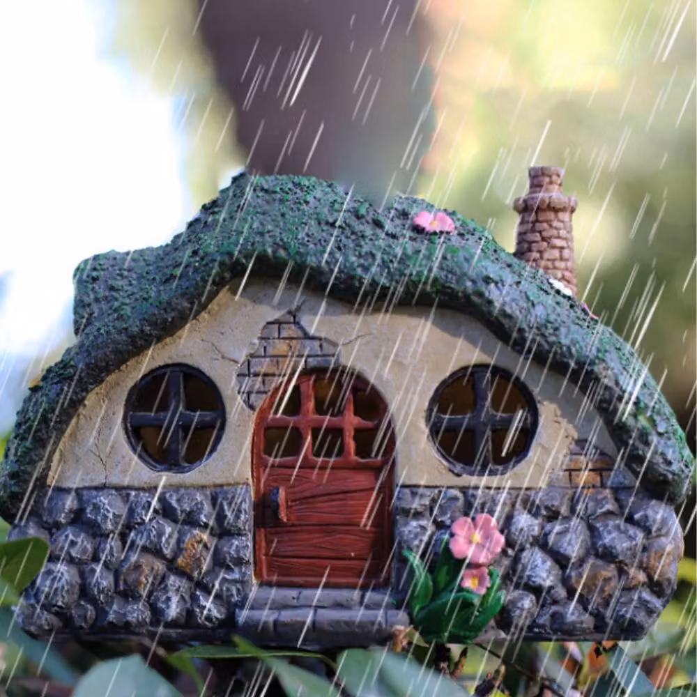 Lovii Green Resin Solar House Garden Ornament Outdoor Decorative Light – 2