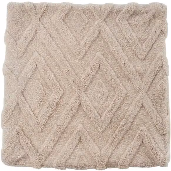 PAWNORA Set of 2 Beige Faux Fur Square Cushion Covers, W x H: 45 x 45 cm