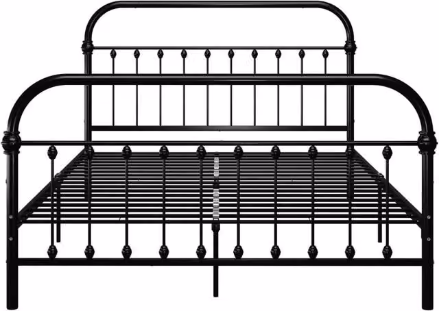 Berkfield Home Elegant Metal Bed Frame in Black, W: 160 cm, H: 109 cm, D: 200 cm