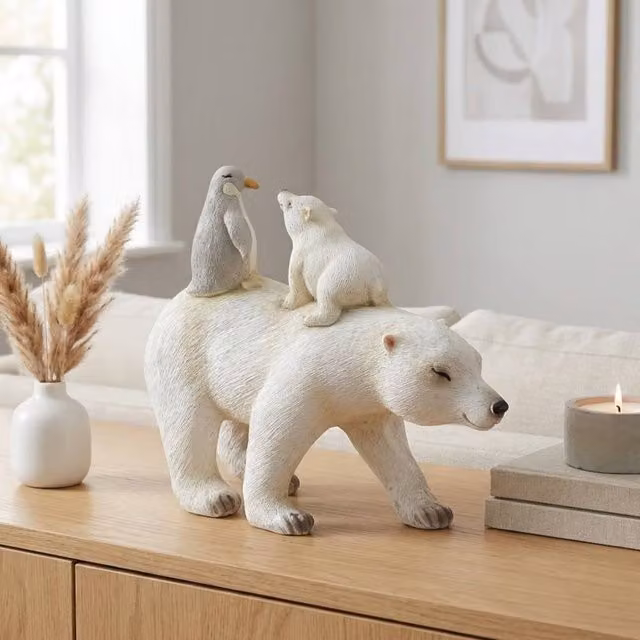 The Leonardo Collection Polar Bear and Penguin Tabletop Decor Figurine in White and Multicolour – 2