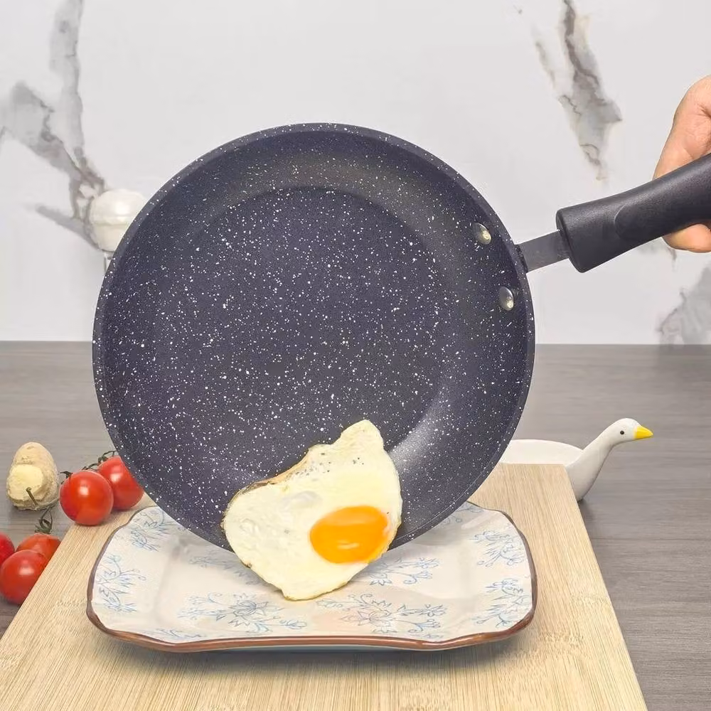 NESTLUNE Non-stick Granite Marble Coated Ceramic Frying Pan, Grey, Diameter: 24 cm – 5