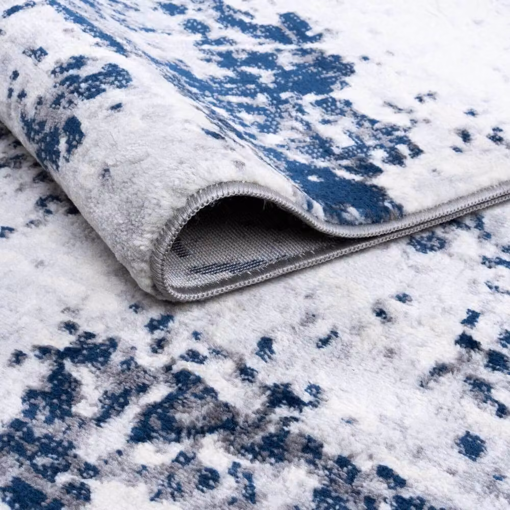 THE RUGS Elaris Stain Resistant Abstract Distressed Living Room Area Rug in Blue, W: 160 cm, L: 230 cm – 6