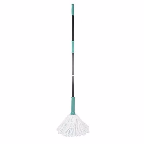 JVL Super-Absorbent Easy Twist Microfibre Floor Mop with Wringer and Scraper in Turquoise