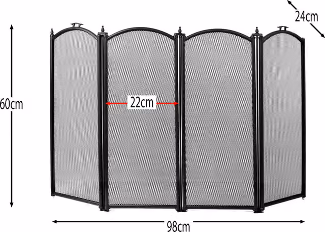 Fire Vida Stanton 4 Panel Metal Spark Fire Guard in Black – 6