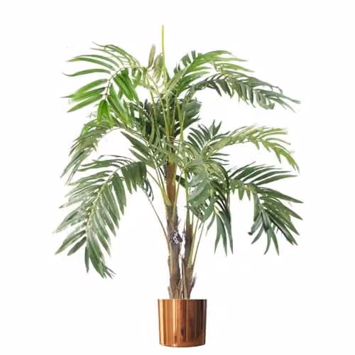 Leaf Design UK Botanik Realistic Artificial Palm Tree with Copper Planter, Green, Height: 120 cm