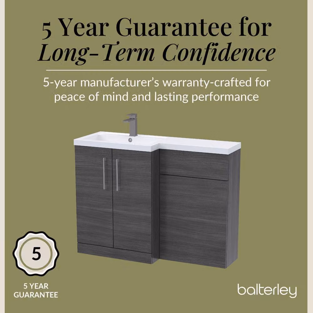Balterley Modern Left-Hand Vanity and WC Unit Combination in Matt Anthracite Grey, W: 110 cm, H: 84 cm – 4