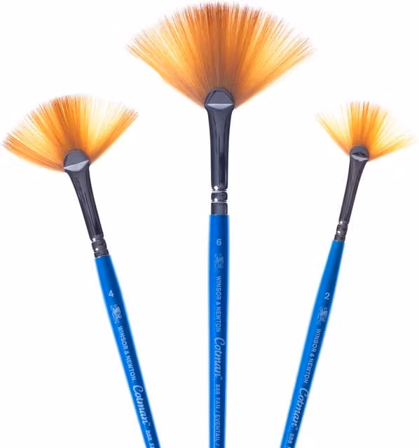Winsor and Newton Cotman Watercolour Series 888 Fan Brush No. 4 Short Handle Blue