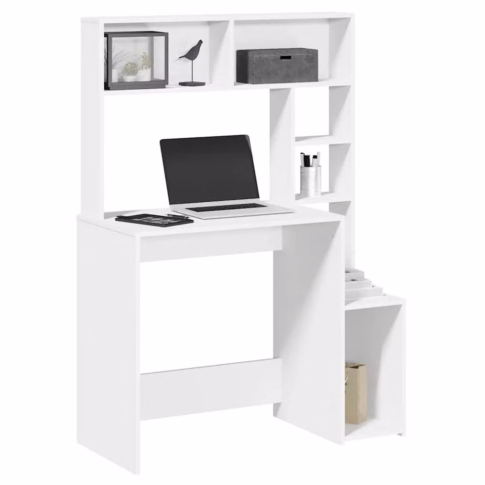 Berkfield Home Modern White Writing Desk with Shelves, W/D/H: 100 x 45 x 140 cm – 2
