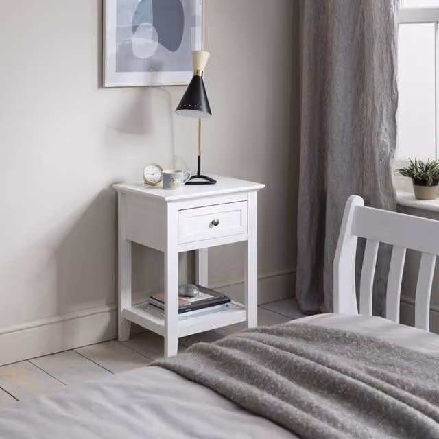 Nöa and Nani Karlstad Bedside Table with Drawer in White