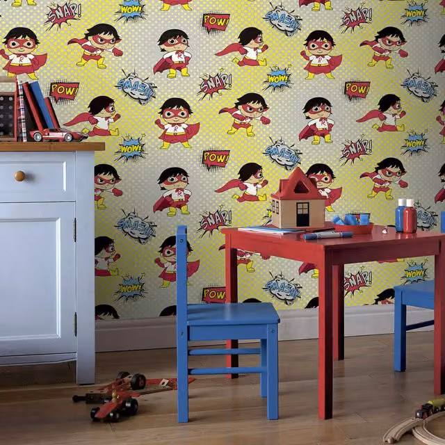 Arthouse Super Ryans World Multicolour and Silver Childrens Cartoon Wallpaper