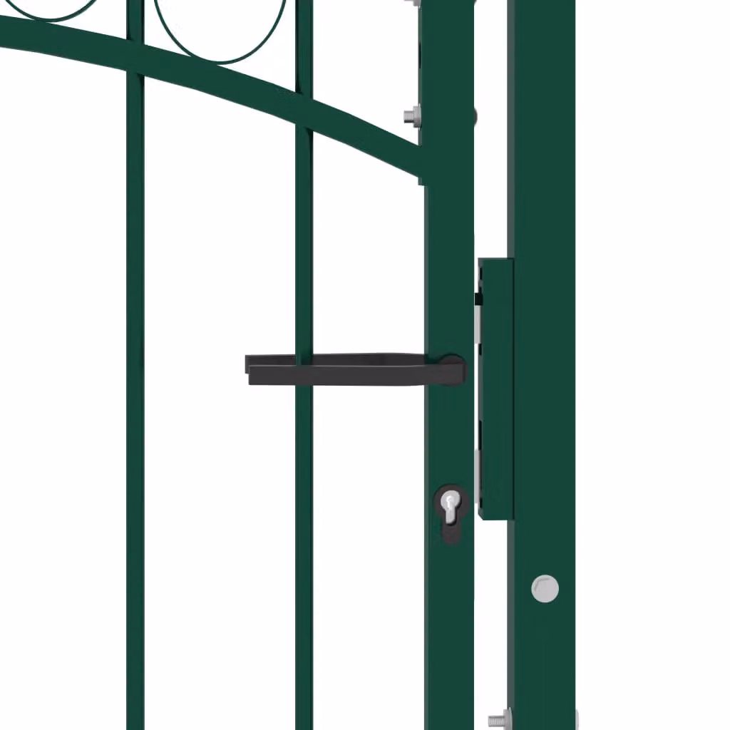 Berkfield Home Green Steel Arched Top Swing Fence Gate, W: 100 cm, H: 125 cm – 3