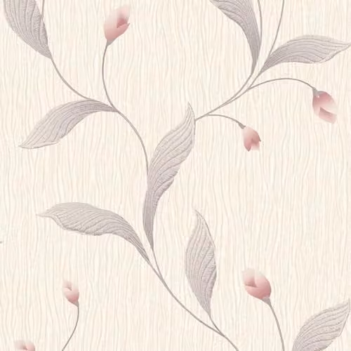 Belgravia Decor Tiffany Floral Trail Embossed Textured Heavyweight Vinyl Wallpaper in Pink and Silver – 1
