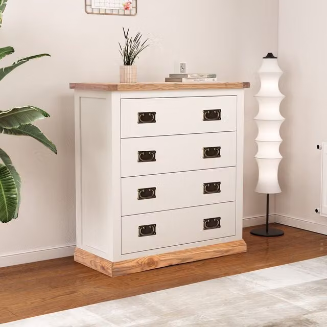 Cabinet Bits Tropea 4 Drawer Chest in Off-White and Gold