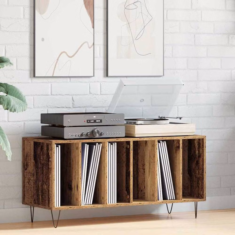 Berkfield Home Vintage Record Cabinet in Brown, W/D/H: 100 x 38 x 48 cm – 2