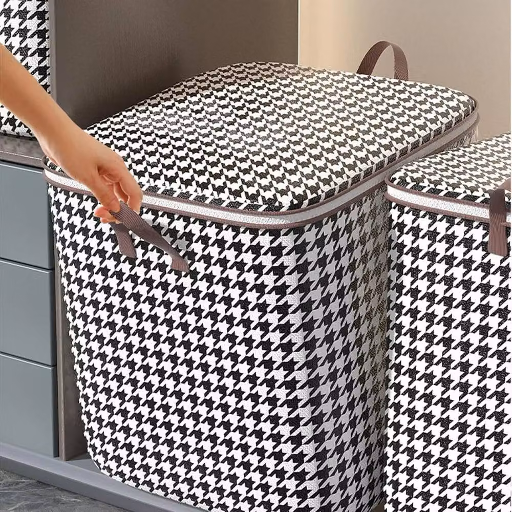 FLAVORA 3-Piece Large 140L Fabric Clothes and Quilt Storage Box Set in Grey, W/D/H: 50 x 50 x 50 cm – 2