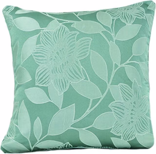 Intimates Soft Luxury Jacquard Floral Square Cushion in Duck Egg Blue and Green