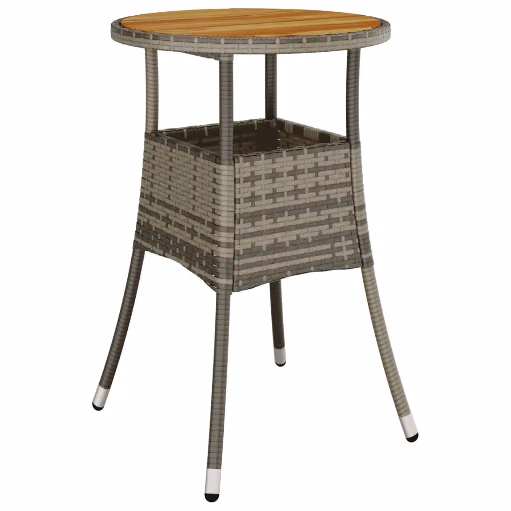 Berkfield Home Garden Table in Grey Acacia Wood and Poly Rattan, W: 60 cm, D: 60 cm, H: 75 cm – 2