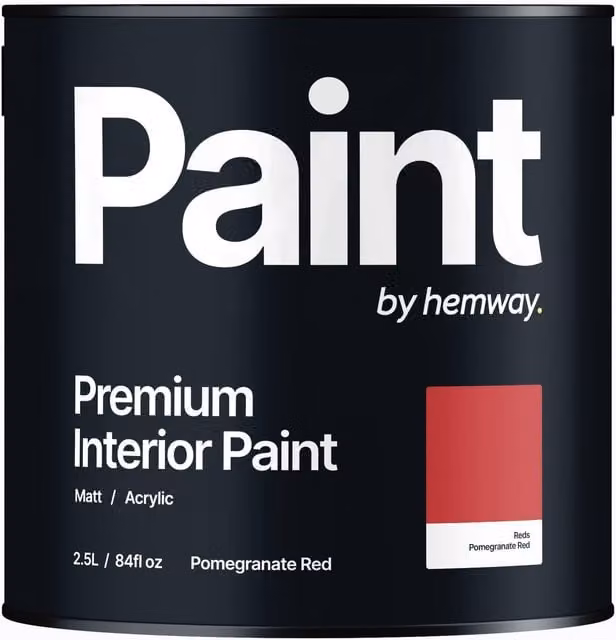 Hemway Matt Acrylic Dispersion Interior Paint, Red, 2.5 l