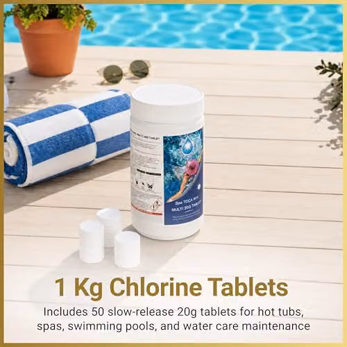 SHATCHI 4 in 1 Multifunctional Slow Release Chlorine Disinfection Tablets, 1 kg (50 x 20g) – 3