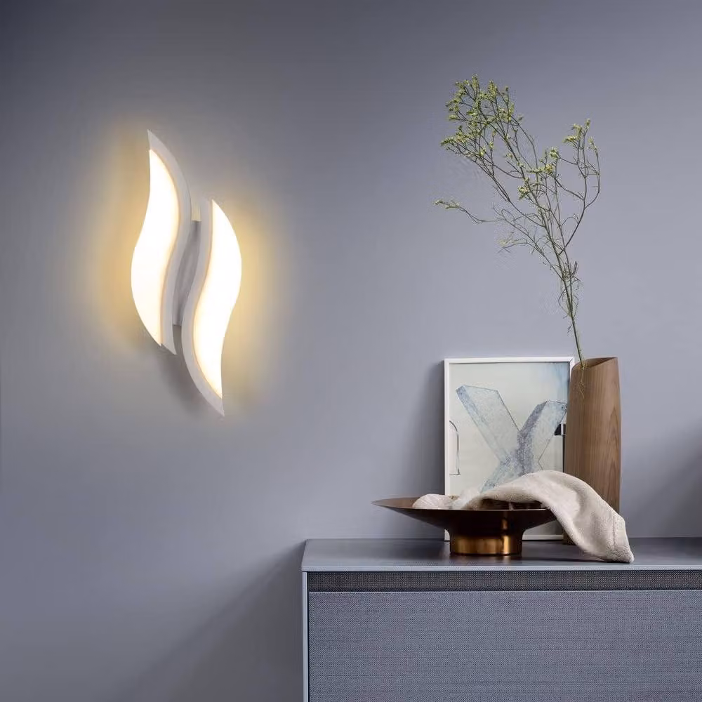 Goeco Modern LED Indoor Wall Light, 12W 1350LM, 3000K Warm White, White Acrylic and Aluminium Up and Down Lighting for Living Room, Bedroom or Staircase – 2