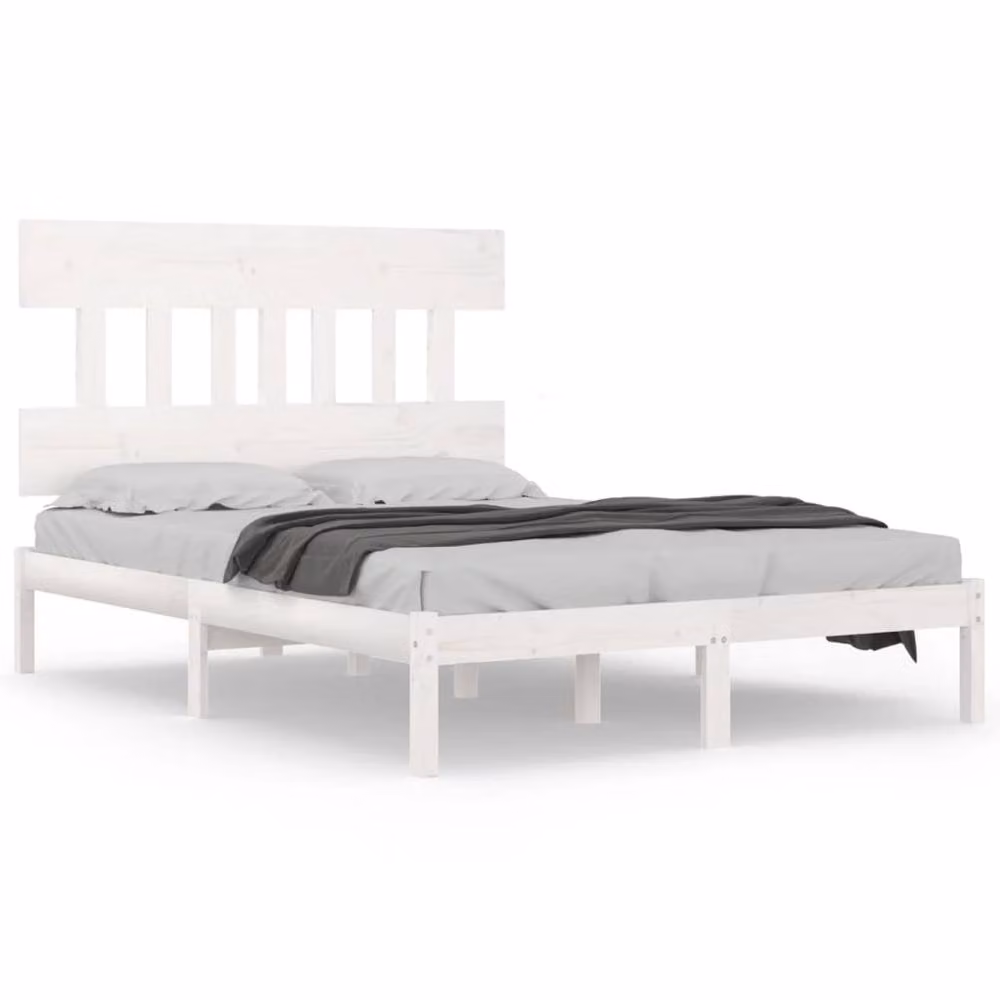 Berkfield Home White Solid Pine Wood Bed Frame W/D/H: 140 x 200 cm – 2