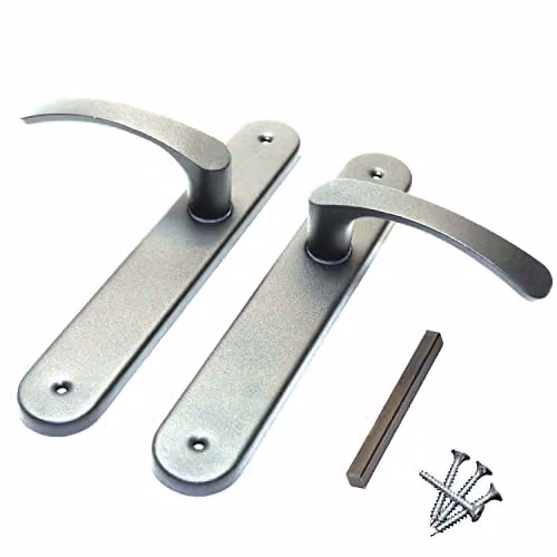 Sola Silver Interior Door Handle Set with Sleek Lever Design and Backplate